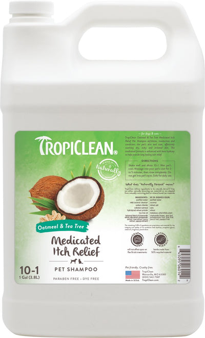 Tropiclean avoine et tea tree - shampoing anti-démangeaisons pour chien - 3,8 l