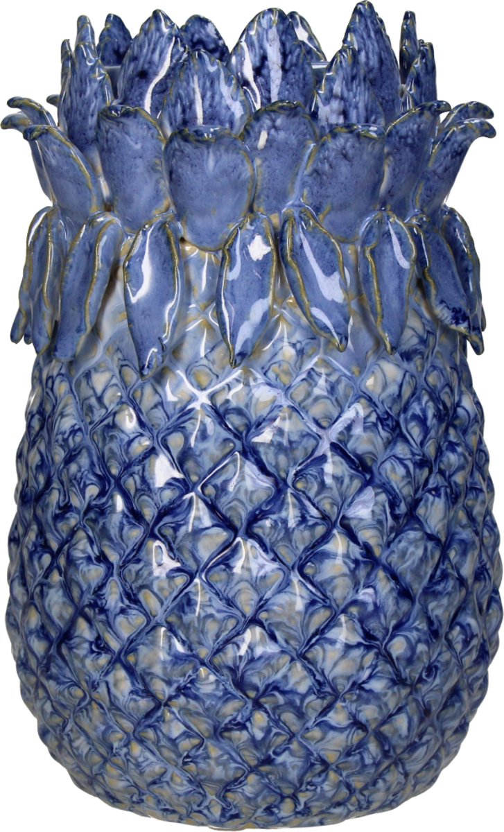 Bougeoir collection HD grès bleu 13,5x13,5x21,5cm