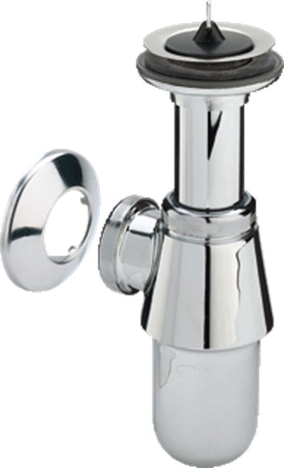 Viega siphon à coupelle métal chromé sans tuyau mural avec rosace 1 1 4x1 1 4 - chrome (102555)