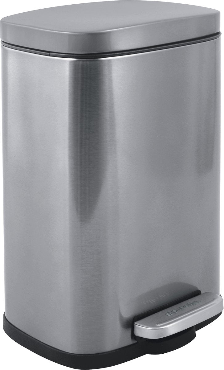 Poubelle à pédale Spirella 5l - akira - acier - poubelle avec couvercle - salle de bain - gris