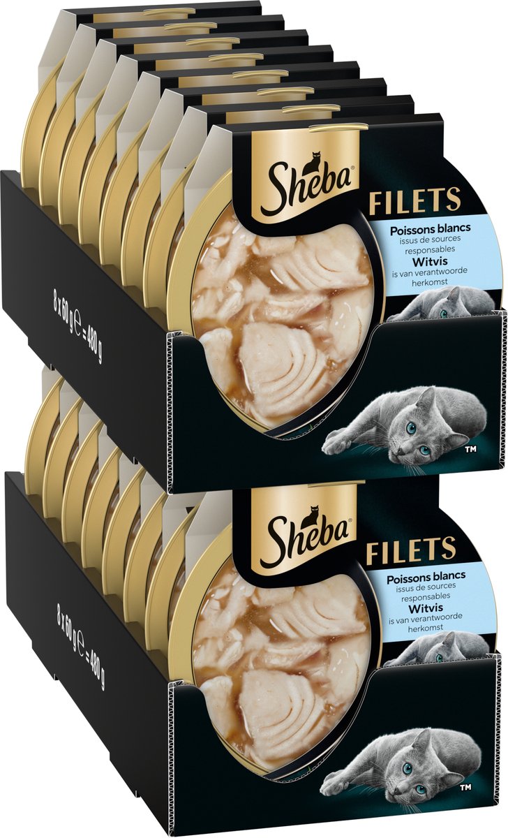 Nourriture pour chat Sheba - filets - corégone durable en sauce - 16x60g