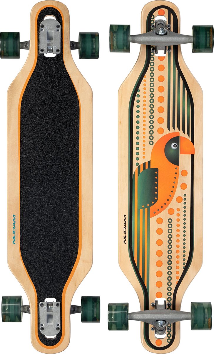 Nijdam longboard drop-through 36 - echo coco - bois - noir orange