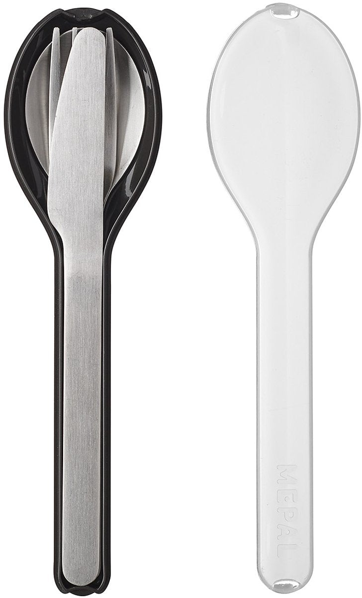 Mepal - set de couverts elliptiques 3 pièces - couteau. fourchette et cuillère - acier inoxydable - noir nordique
