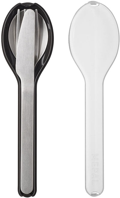 Mepal - set de couverts elliptiques 3 pièces - couteau. fourchette et cuillère - acier inoxydable - noir nordique