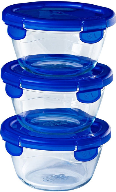 Pyrex - bol Cook Go rond avec couvercle lot de 3 pièces - verre borosilicate - transparent -