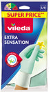 Gants de ménage Vileda extra sensation - taille L - latex - fins et confortables - pour un travail de précision et une protection