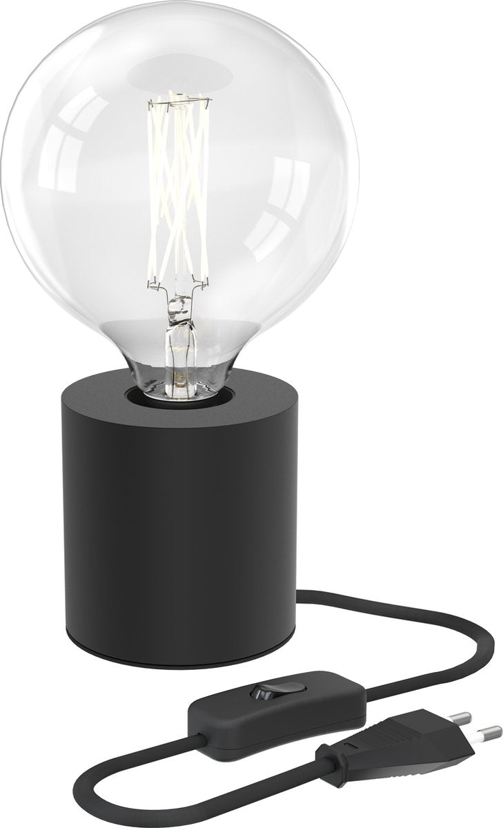 Lampe de table Calex ronde - industrielle - culot E27 - noir - excl. source de lumière