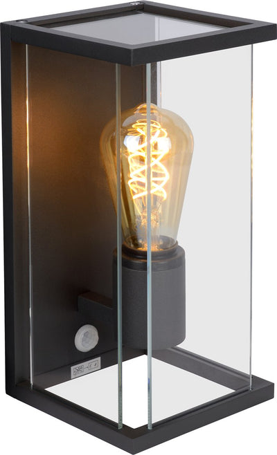 Lucide claire - applique intérieur extérieur - 1xe27 - ip54 - capteur de mouvement jour nuit - anthracite