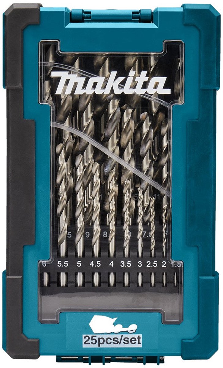 Accessoires Makita d-67555 | jeu de forets à métaux | hss-g | 25 pièces - d-67555