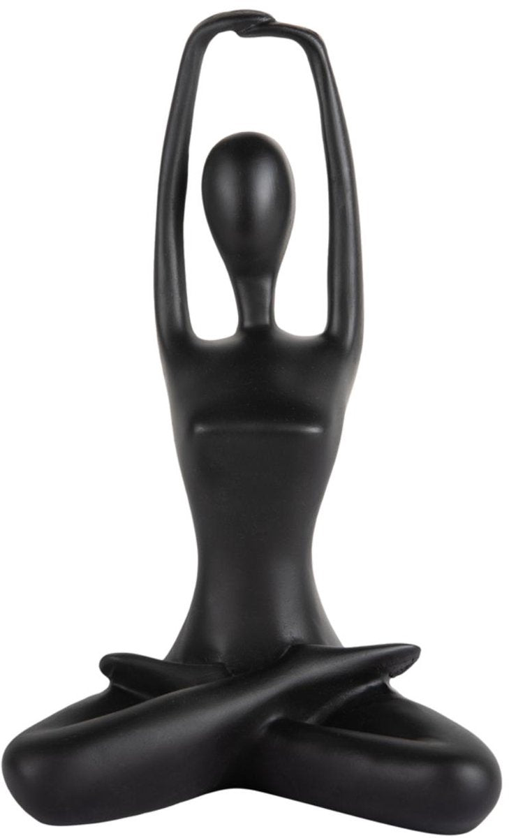 Ornement du temps présent lotus tendu - noir - 14,5x12x23,5cm - moderne - plastique