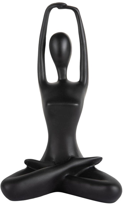 Ornement du temps présent lotus tendu - noir - 14,5x12x23,5cm - moderne - plastique