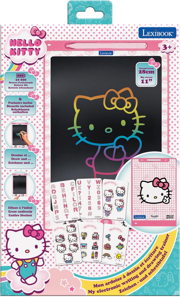 Lexibook hello kitty 11'' tablette e-ink d'apprentissage et de dessin multicolore avec modèles