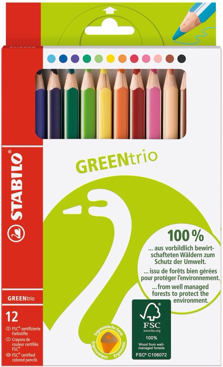 Crayons de couleur stabililo 12 pièces fsc