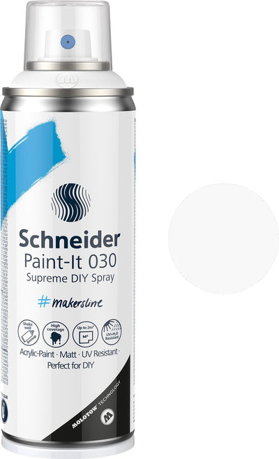 Schneider papeterie Schneider peinture en aérosol - paint-it 030 - peinture en aérosol bricolage - peinture acrylique - 200 ml - blanc - s-ml03050008
