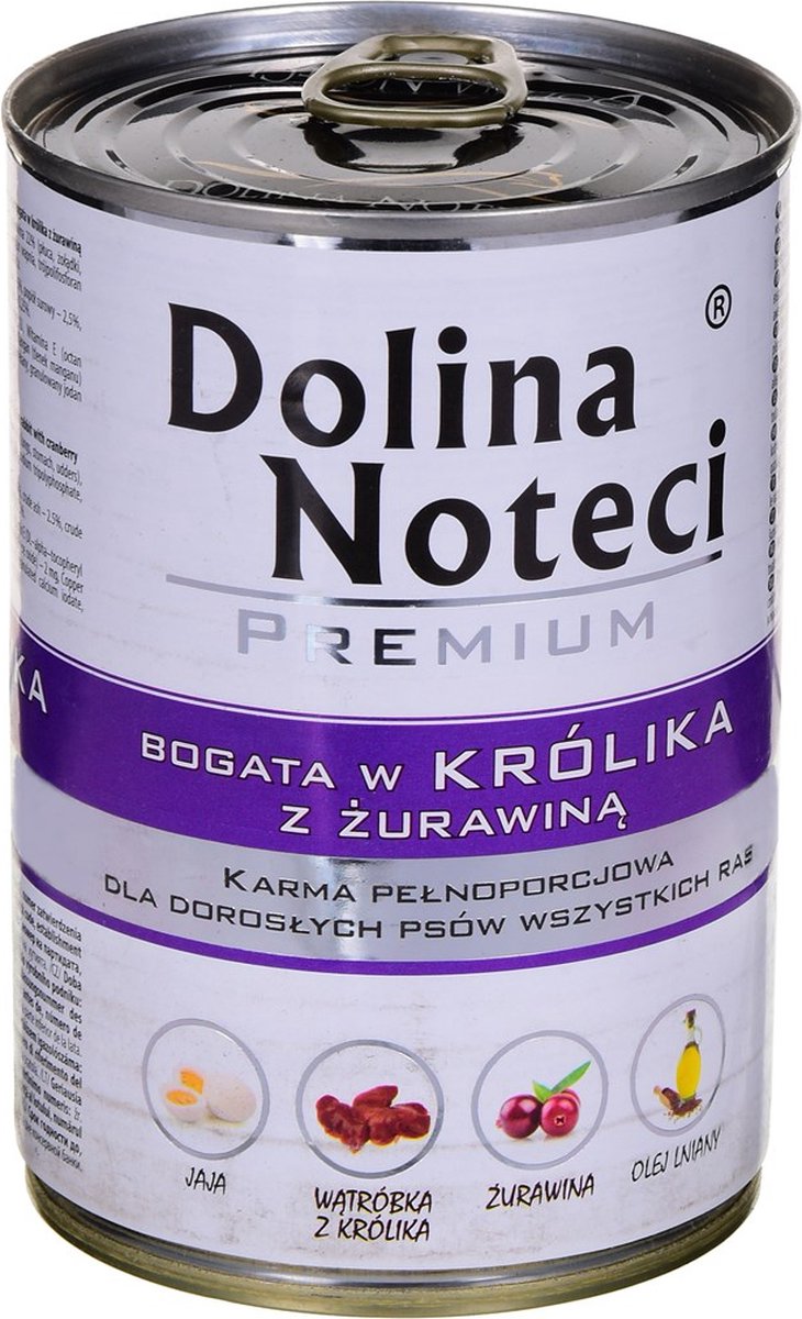 Dolina noteci premium - nourriture humide pour chien - lapin canneberge - 24 x 400g