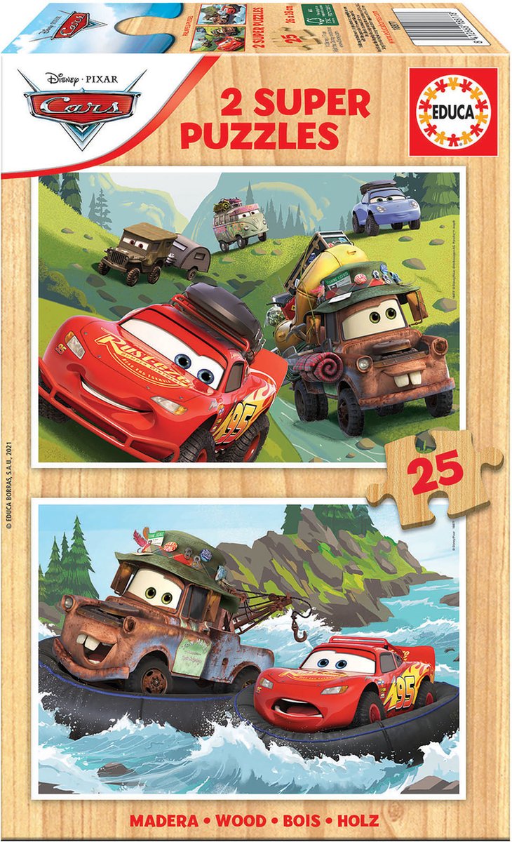 Educa - puzzle voitures - puzzle en bois - 2 x 25 pièces - puzzle pour enfants