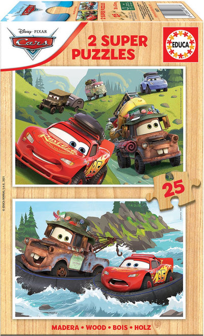 Educa - puzzle voitures - puzzle en bois - 2 x 25 pièces - puzzle pour enfants