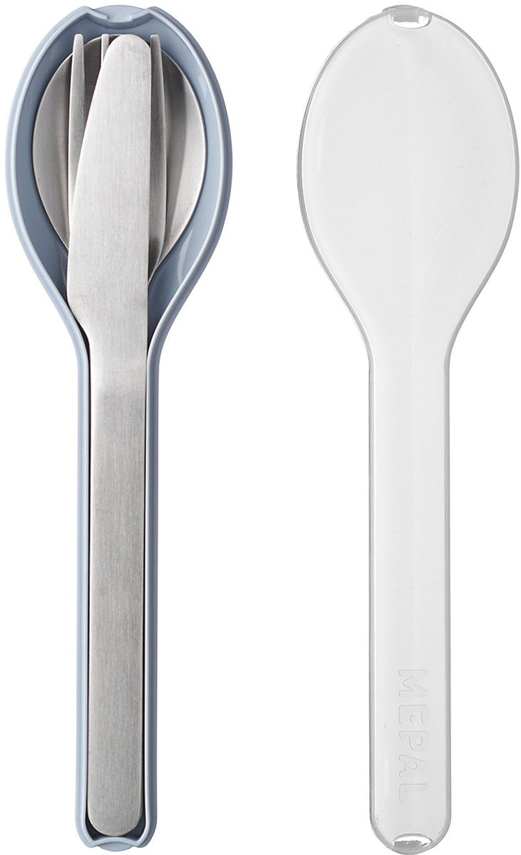 Mepal - set de couverts elliptiques 3 pièces - couteau. fourchette et cuillère - acier inoxydable - bleu nordique