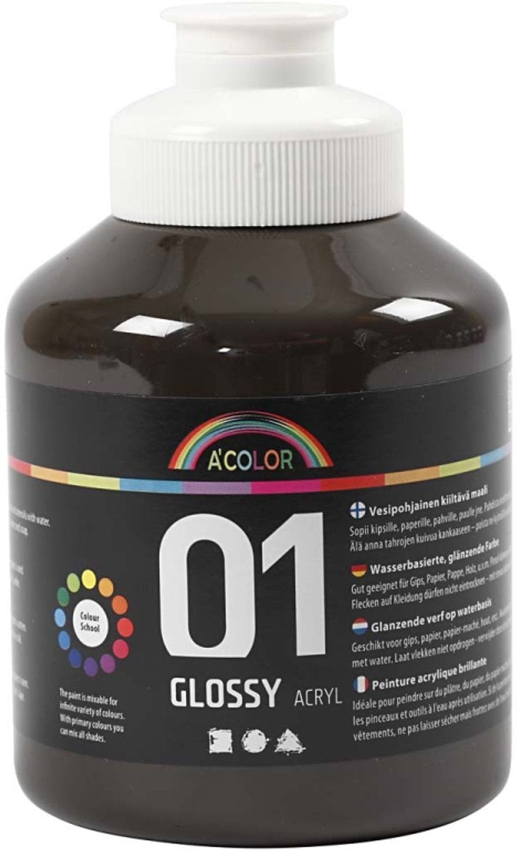 Creativ company peinture acrylique brillante, marron, 500 ml 1 bouteille