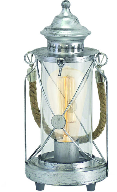 Eglo vintage bradford - lampe de table - 1 lumière - argent antique - verre clair