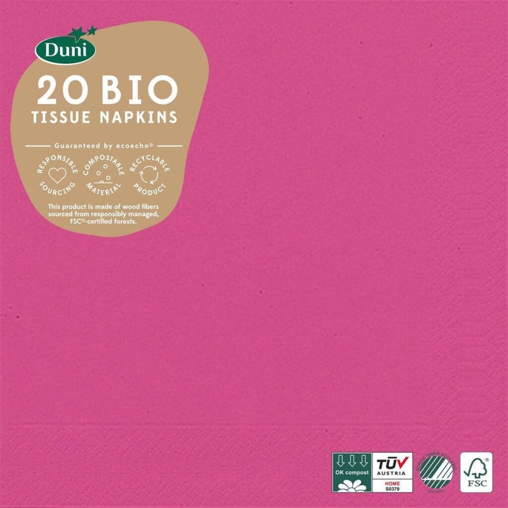 Duni Duni Napkins Bio 3 couches 33 x 33 cm papier fuchsia 20 pièces