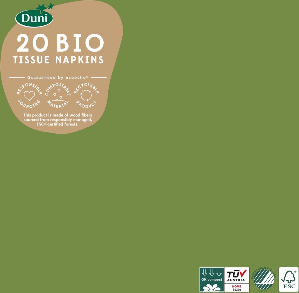 Duni Duni Napkins 33x33 cm vert 20 pièces