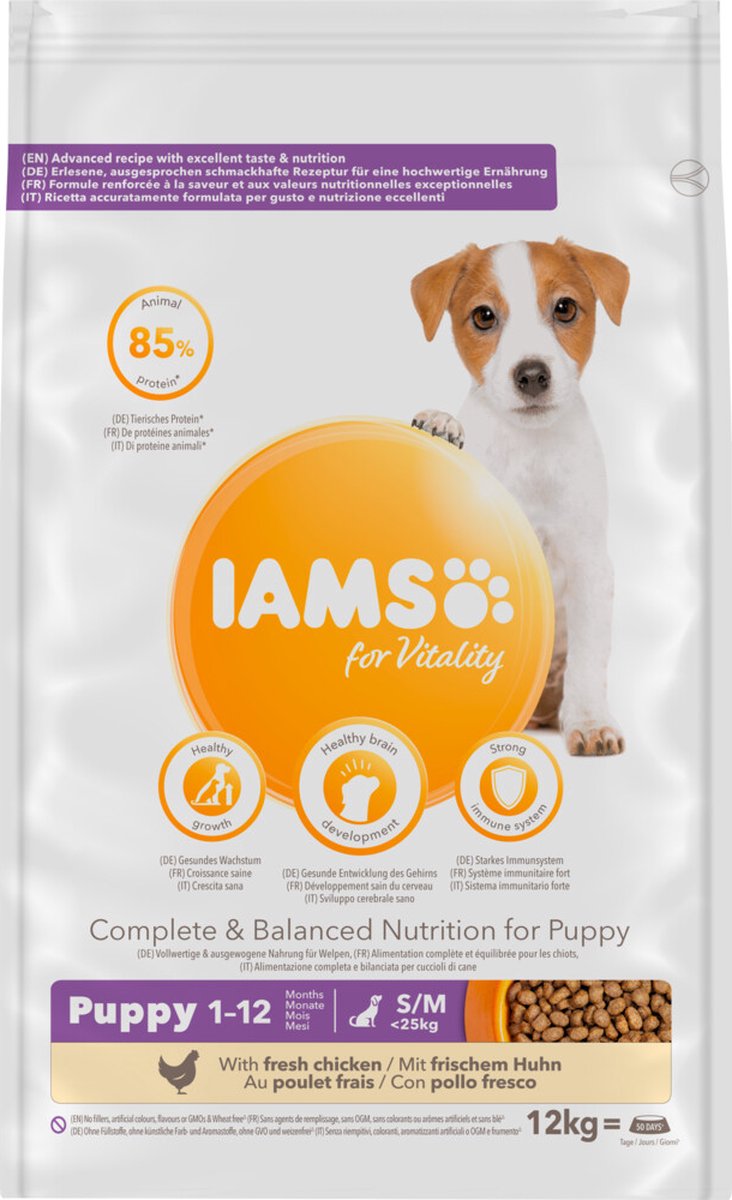 Iams petit chiot moyen junior poulet nourriture pour chien 12 kg