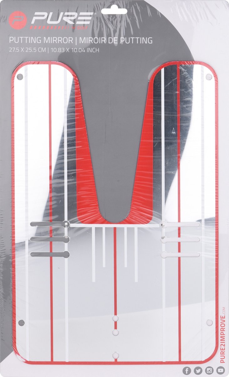 Miroir de golf Pure2improve - miroir de putting - 27,5x25,5 cm