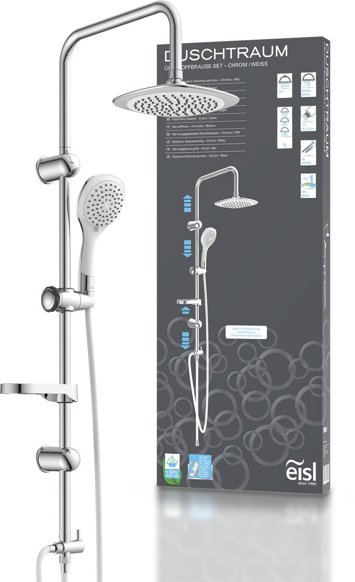Ensemble de douche de tête Eisl duschtraum - chrome-blanc