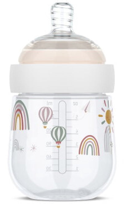 Biberon Mepal mio - 165 ml - anti-colique - conception en spirale empêchant le colmatage - silicone de qualité médicale - arc-en-ciel soleil