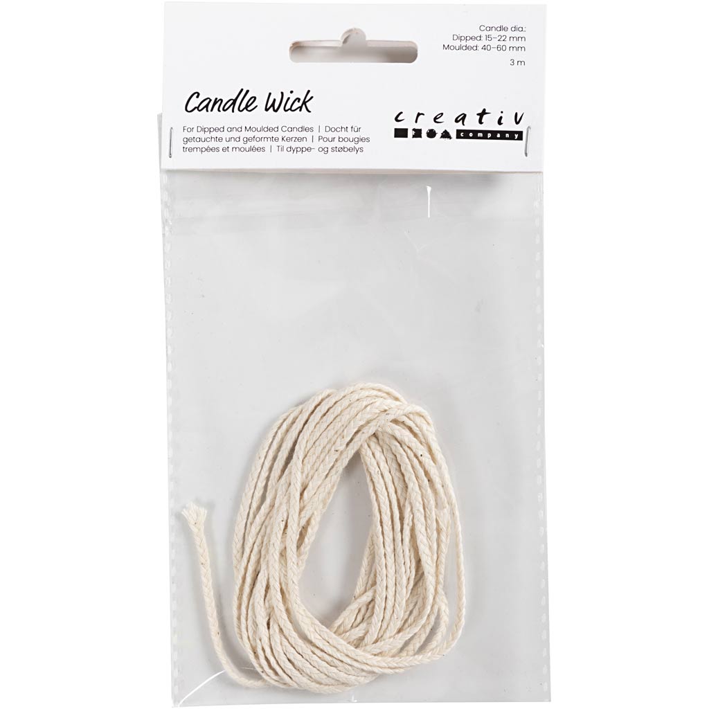 Creativ Company Wick pour baptisé (dia. 15-22 mm) et bougies coulées (diapositive 40-60 mm), 3M