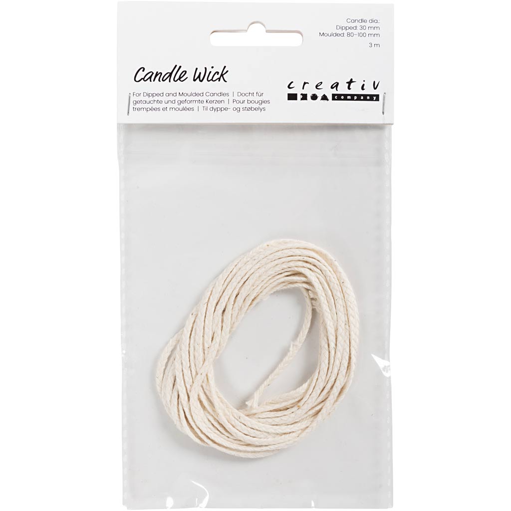 Creativ Company Wick pour baptisé (diapositive 22-30 mm) et bougies coulées (diapositive 60-80 mm), 3M