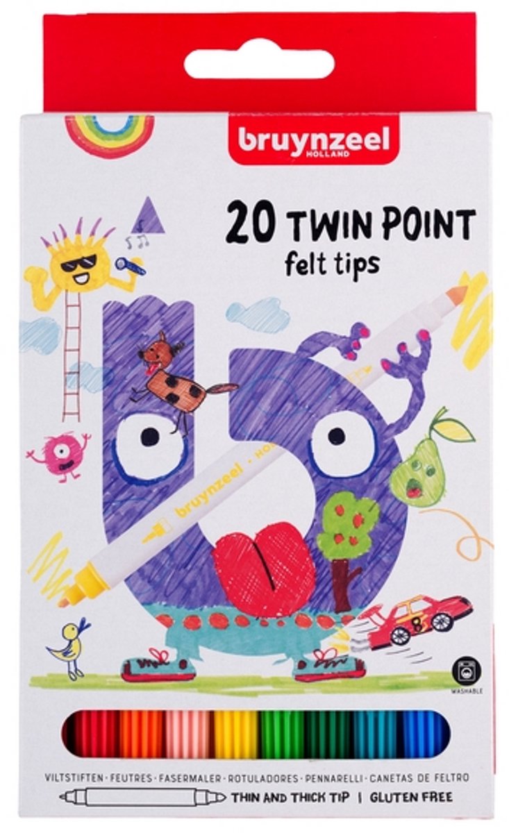 Bruynzeel - Felt -Tip stylos Twin Point 20 pièces