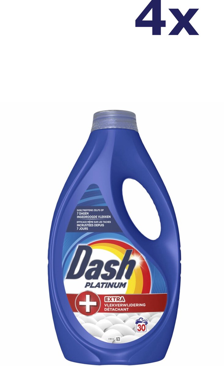 Lessive liquide Dash Platinum + détachant supplémentaire - 4 x 30 lavages