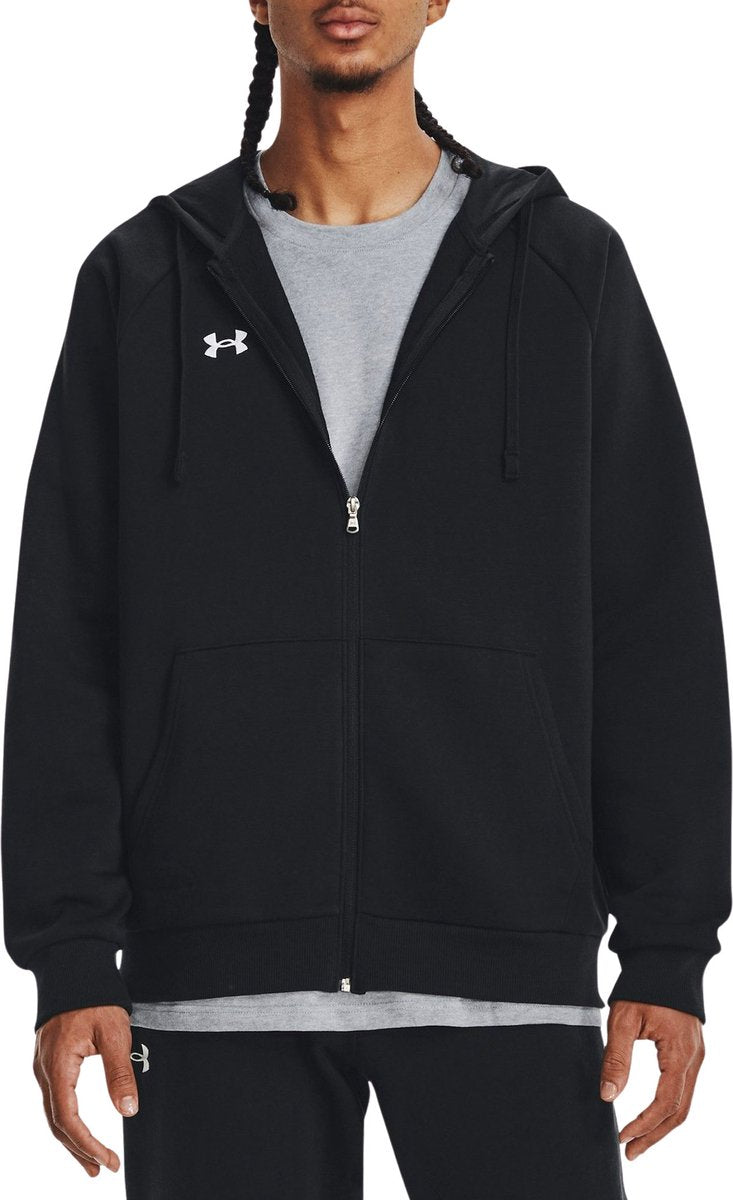 Under Armour UA Rival Fleece FZ Hoodie-BLK Pull de sport pour hommes - Noir - Blanc