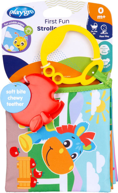 Playgro - premier livre de poussette amusant - livre de morsure - profil de morsure - livre bébé - livre bébé 0-6 mois - anneau de dentition - livre bébé avec son