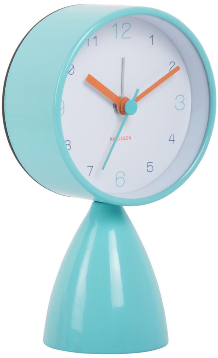 Karlsson alarm clock funky vibes - turquoise blue - 7.8x7.8x13.3cm - modern - alarm clock for bedroom - alarm clocks