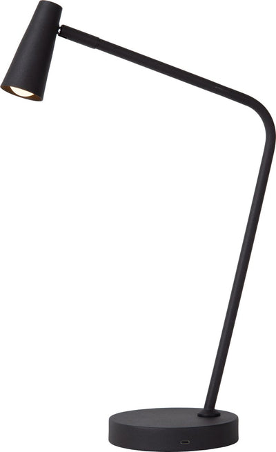 Lucide Stirling - lampe de bureau rechargeable - batterie rechargeable - led 3 stepdim - 1x3w 2700k - noir