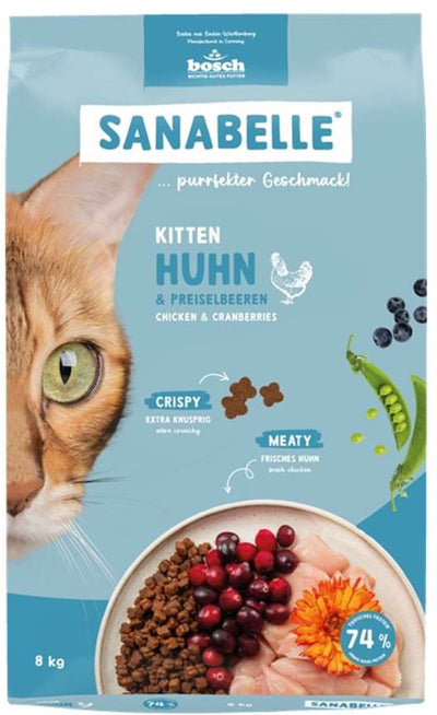 Bosch série sanabelle - nourriture pour chat au poulet - 8kg - pour chatons - pour chattes gestantes et allaitantes