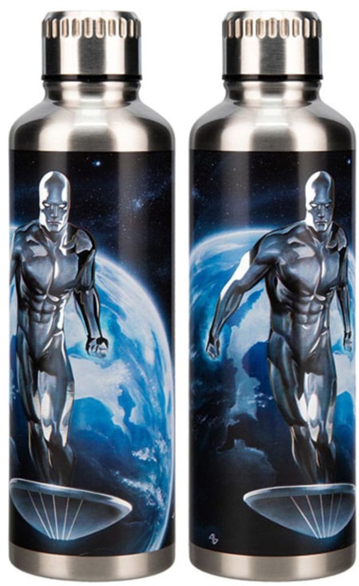 Paladone produits fantastique quatre bouteille d'eau en métal surfeur argenté