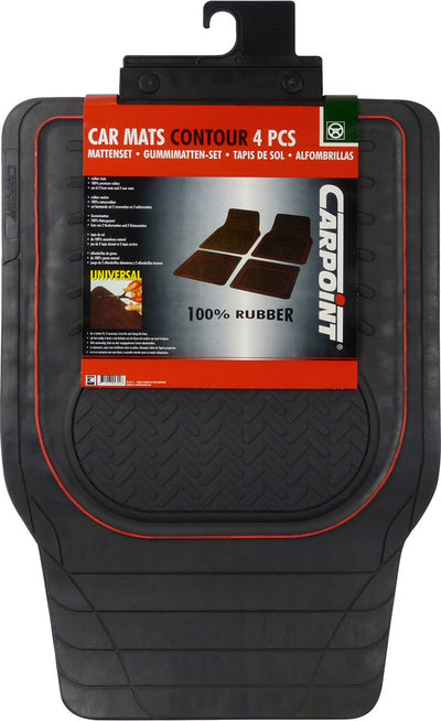 Carpoint jeu de tapis contour en caoutchouc - 4 pièces - universel - antidérapant - protection contre l'eau sale - tapis de voiture