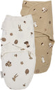Couverture d'emmaillotage Meyco pour bébés animaux de la forêt - sable - 4-6 mois - paquet de 2