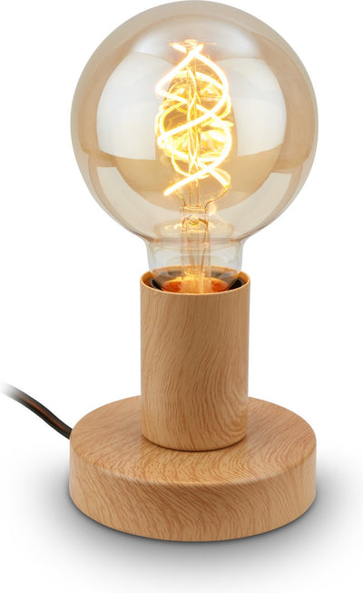 Briloner teepu - lampe de table industrielle - lampe de chevet rétro - métal - raccord E27 - ø10 cm - aspect bois