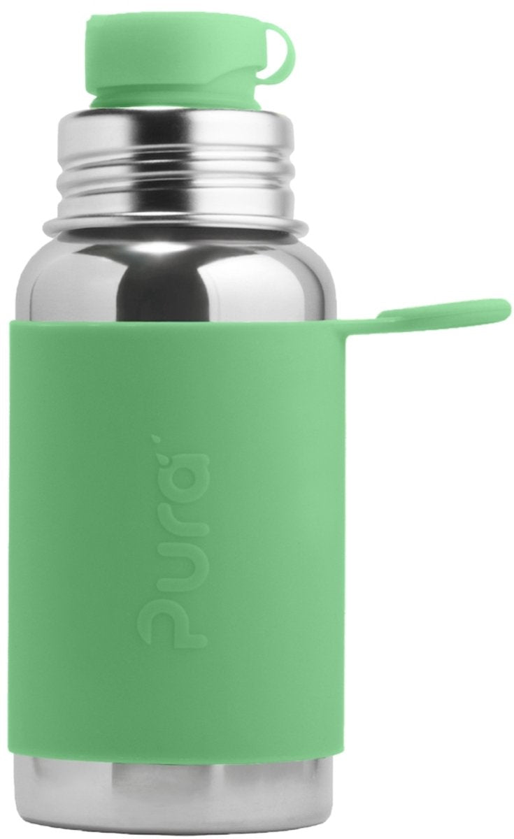 Gourde de sport Pura 550 ml - gourde - gourde - sans plastique - ne rouille pas - passe au lave-vaisselle - avec manchon de sport et bouchon de sport - dessus interchangeable - polyvalent - mousse