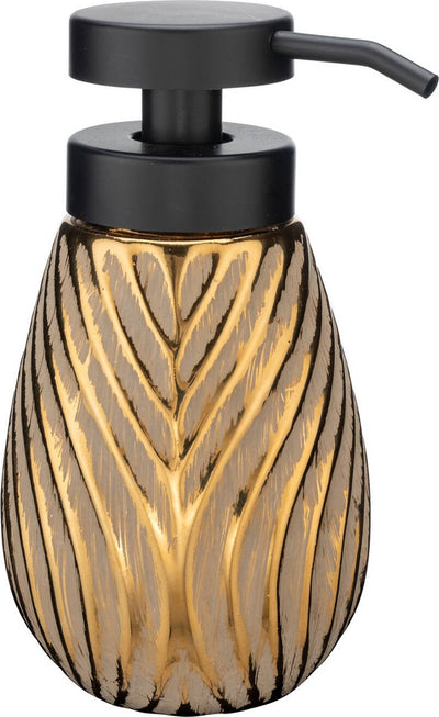 Wenko distributeur de savon idro gold céramique avec structure 330ml - pompe à savon autoportante et rechargeable - salle de bain WC cuisine