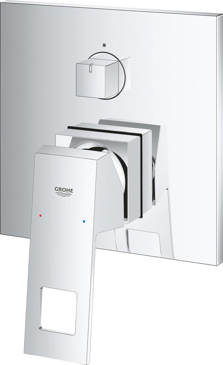 Mitigeur de douche encastré Grohe Eurocube - partie apparente - dérivation 3 voies - avec option bain - chrome