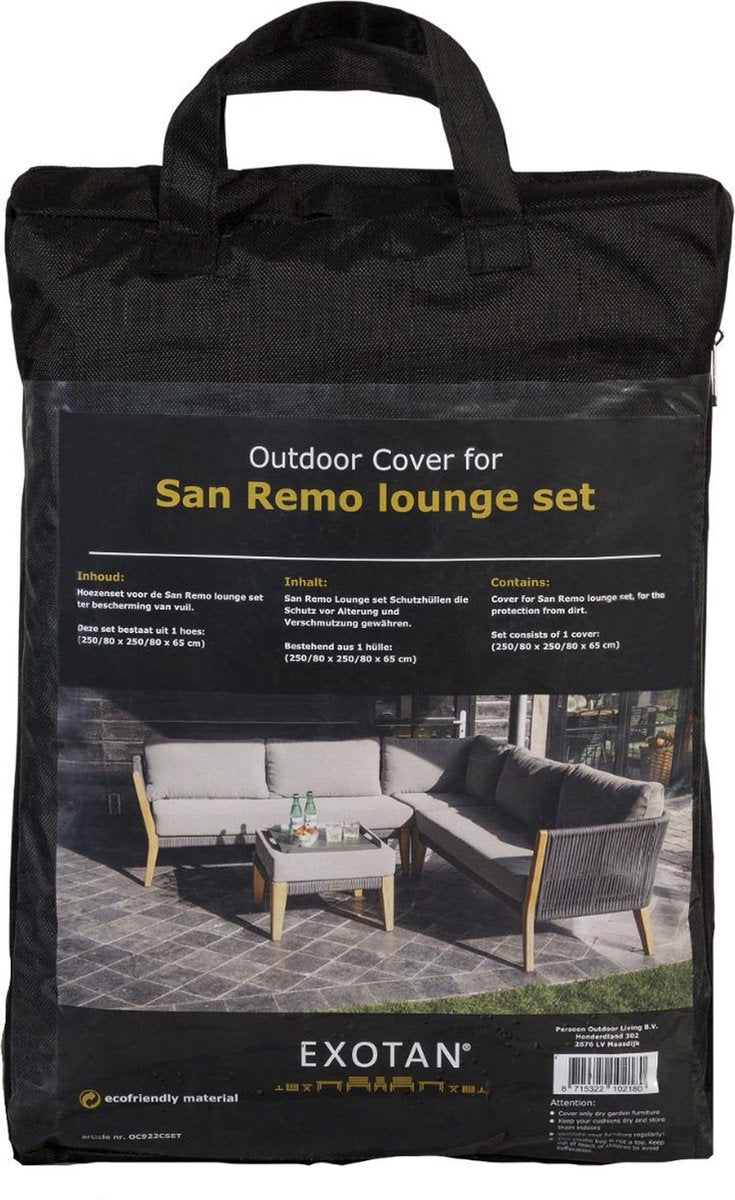 Woood housse de protection exotan lounge set san remo - pe - noir - 45x30x14