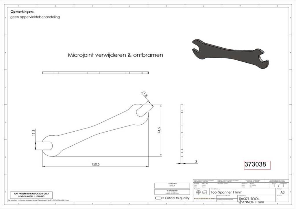 Clé à fourche GRS sans marque 11-11 mm