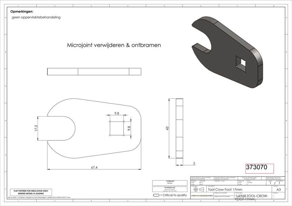 Clé à fourche à pied de biche grs sans marque 3 8 17 mm