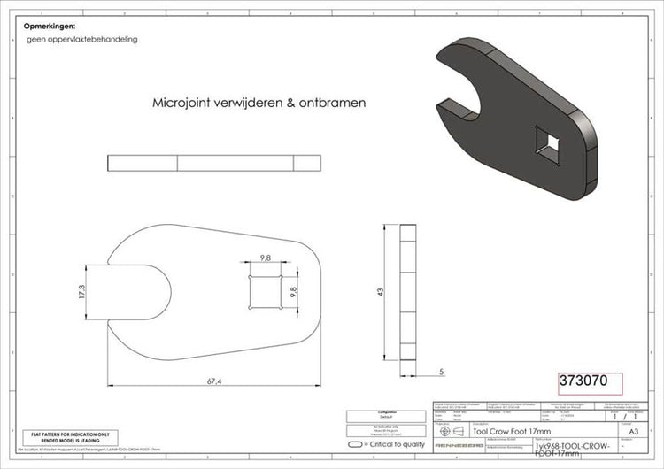 Clé à fourche à pied de biche grs sans marque 3 8 17 mm